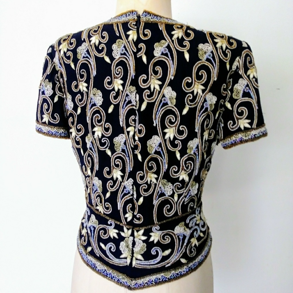 Beaded Baroque-style 100% Silk Blouse by Papelle - Picture 3 of 5